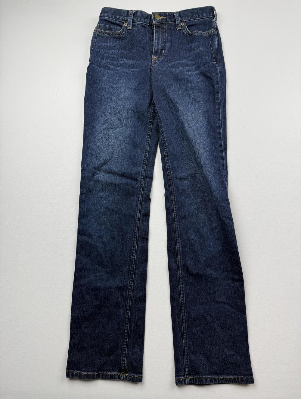 Carhartt Jeans Womens 2 Tall Blue Dark Wash Straight Relaxed Fit Denim
